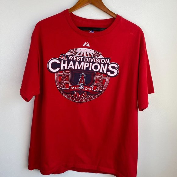 Anaheim Angels 2009 West Division Champions MLB Red Men's T-Shirt Size L - Picture 1 of 8